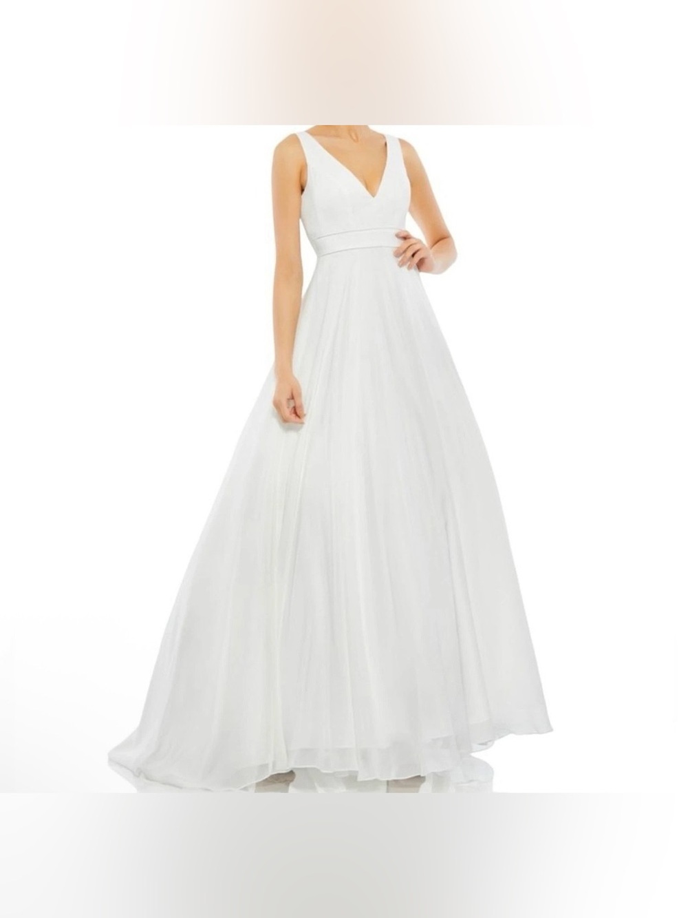 NEW IEENA for MAC DUGGAL 55272 White Chiffon Ball-Gown Wedding Dress Sz 10